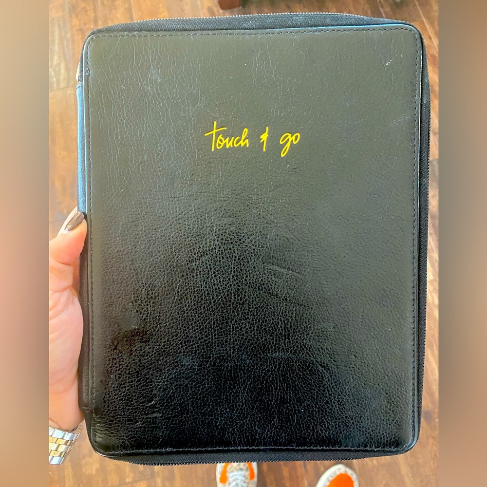 Rebecca Minkoff touch & Go I-pad case. Blk leather